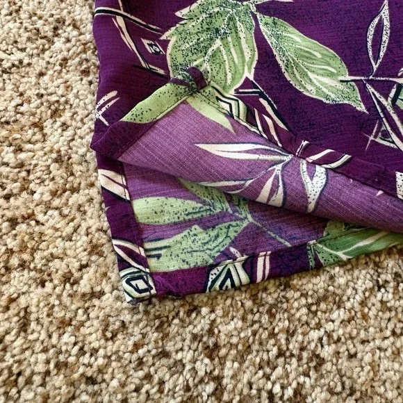 Vintage Allison Daley Purple Tropical Button Front Blouse Size 16 Shoulder Pads - Picture 6 of 11